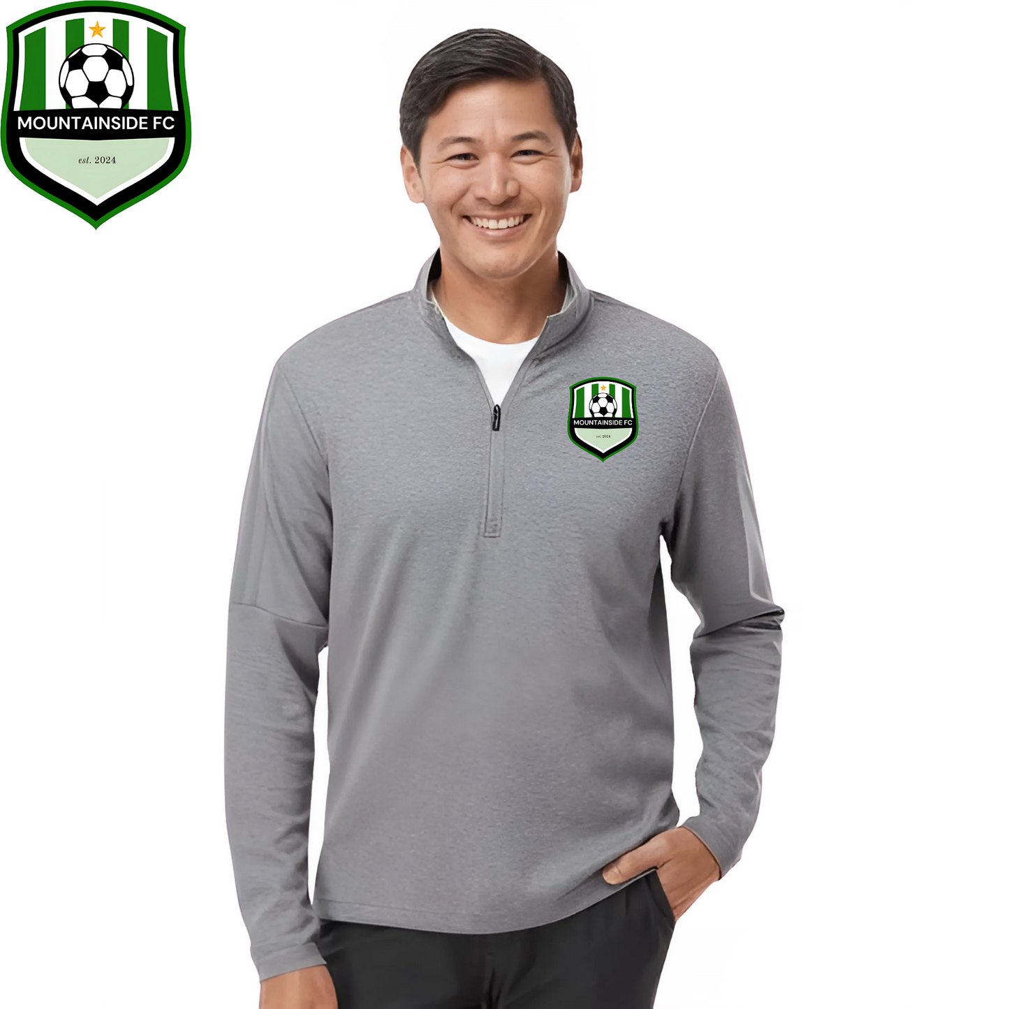 Adidas Men's 3-Stripes Quarter-Zip Sweater w/ MFC Embroidery