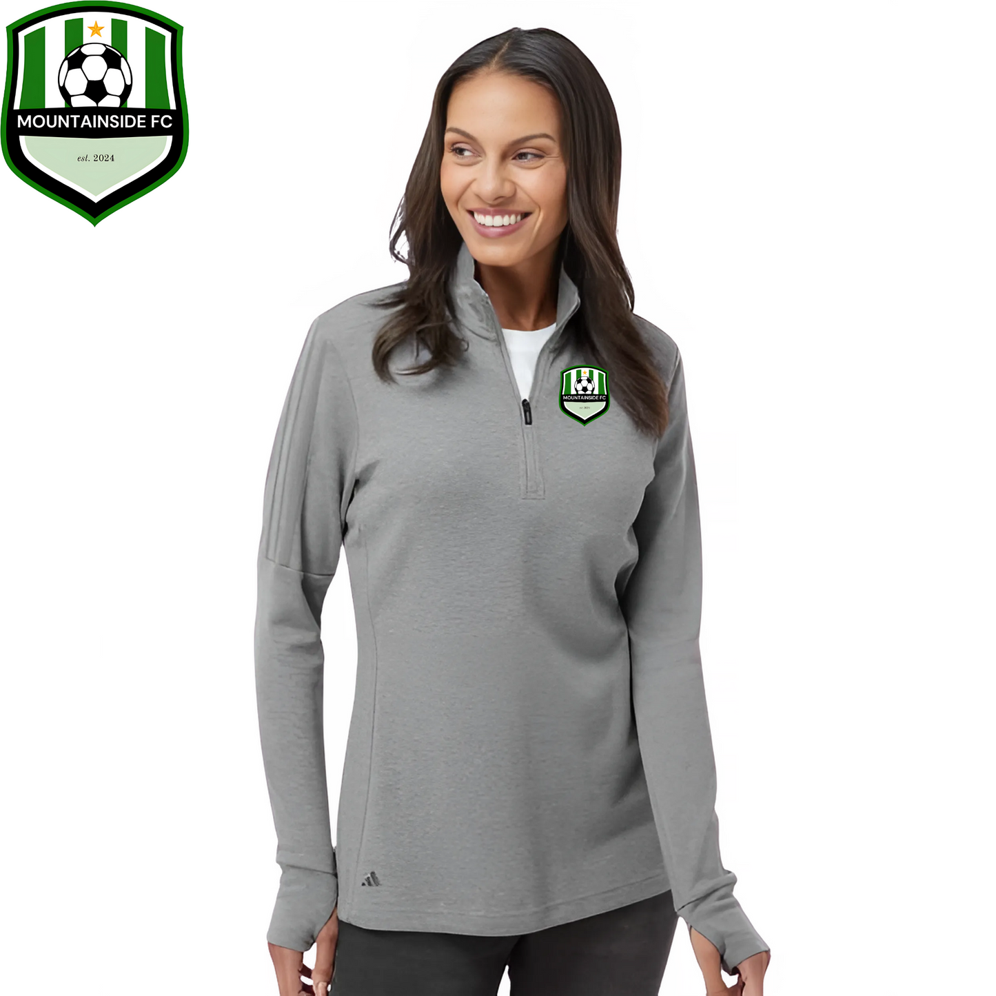 Adidas Women's 3-Stripes Quarter-Zip Sweater w/ MFC Embroidery