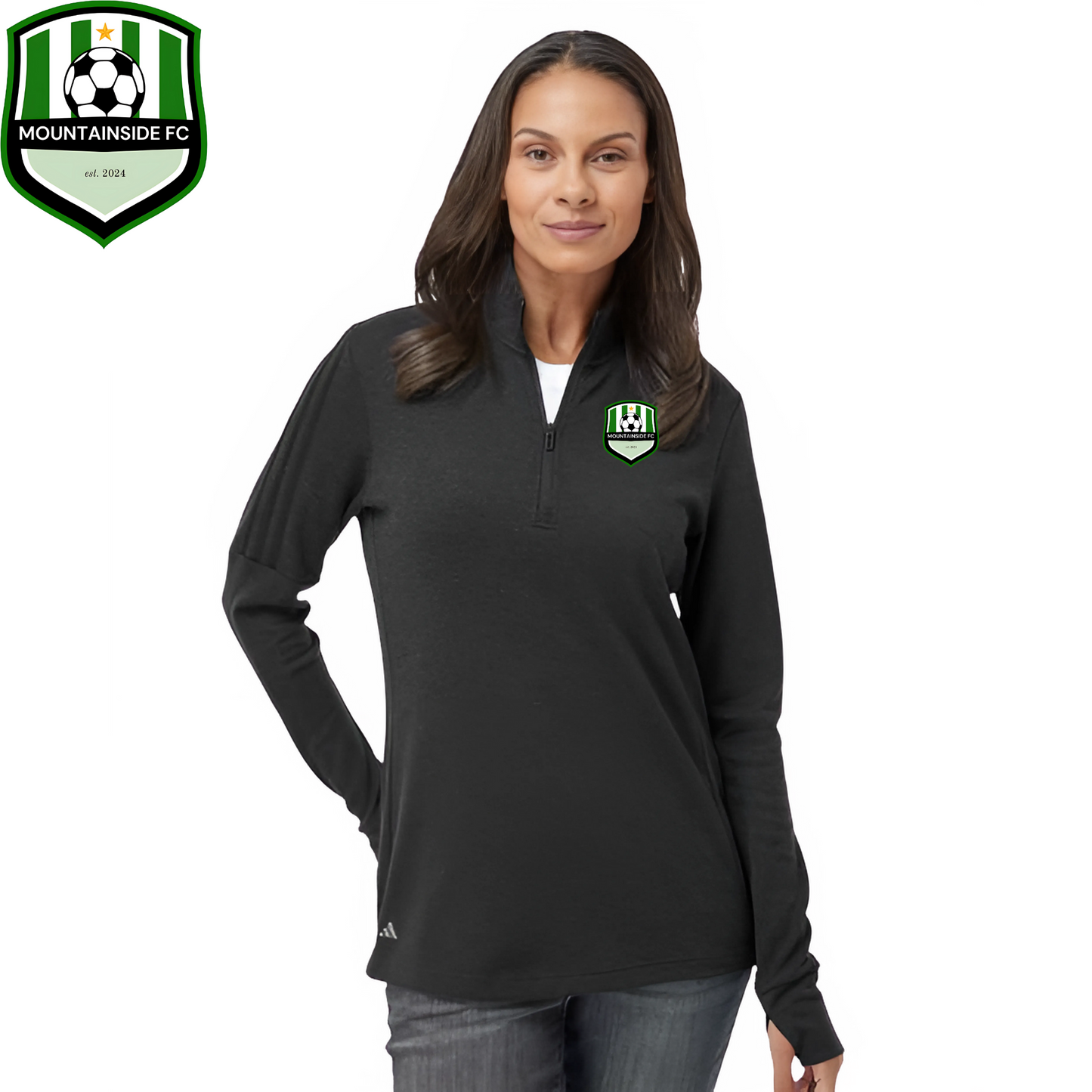 Adidas Women's 3-Stripes Quarter-Zip Sweater w/ MFC Embroidery