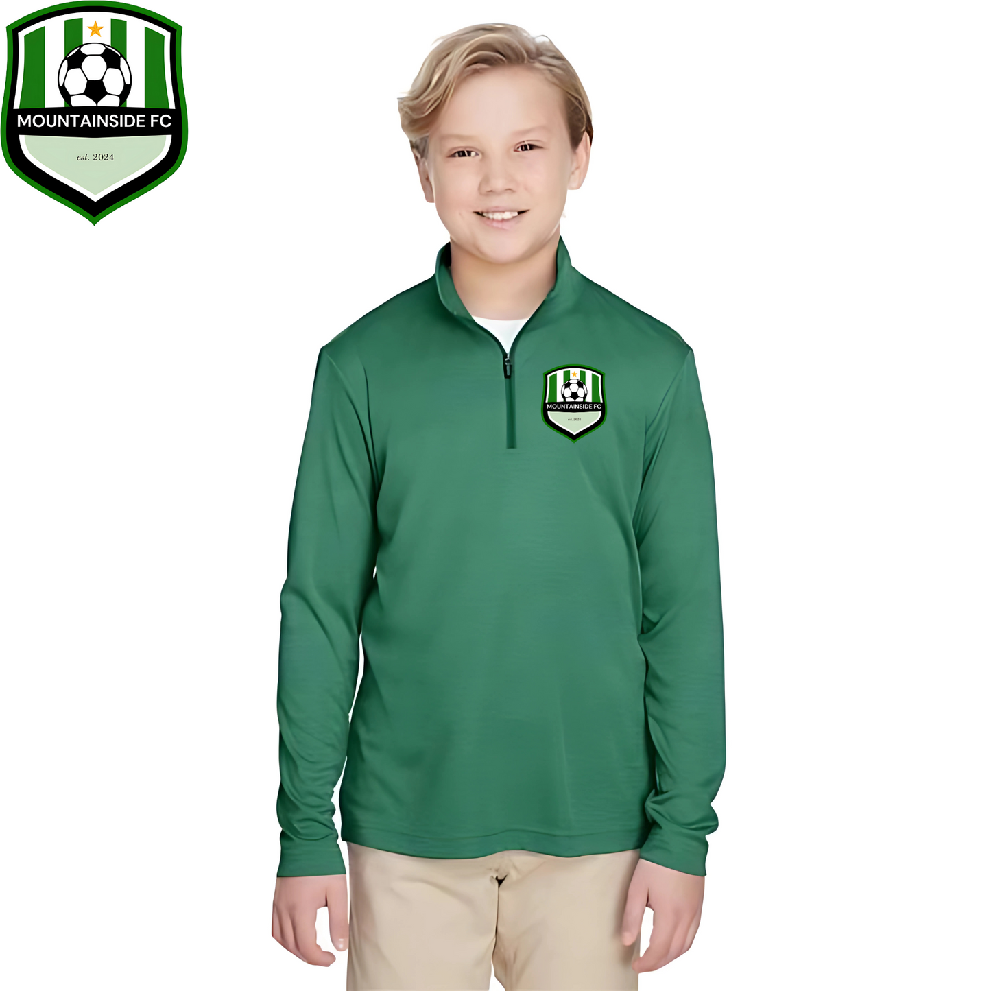 Youth Zone Sonic Heather Performance Quarter-Zip Pullolver w/ MFC Embroidery